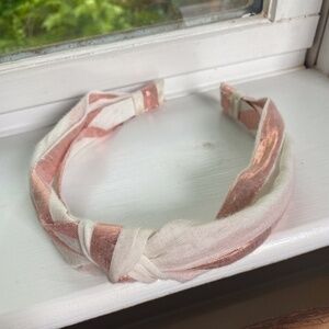Anthropologie Pink White Knotted Headband